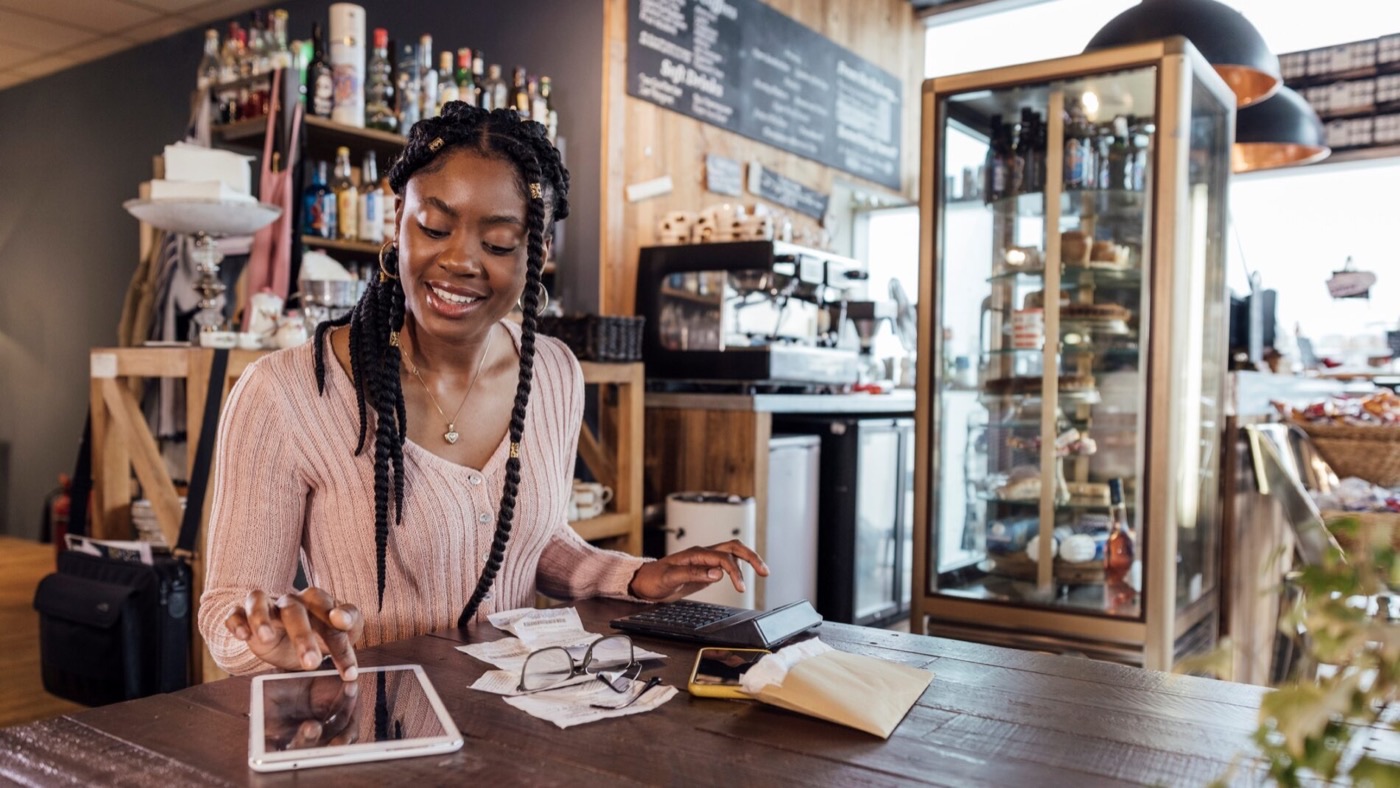 A small business owner at work